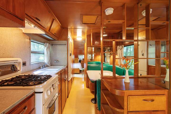Vintage Airstream interior kitchen